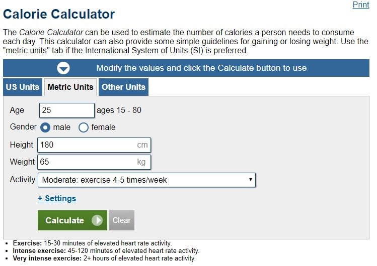 cara kira kalori - website calorie calculator